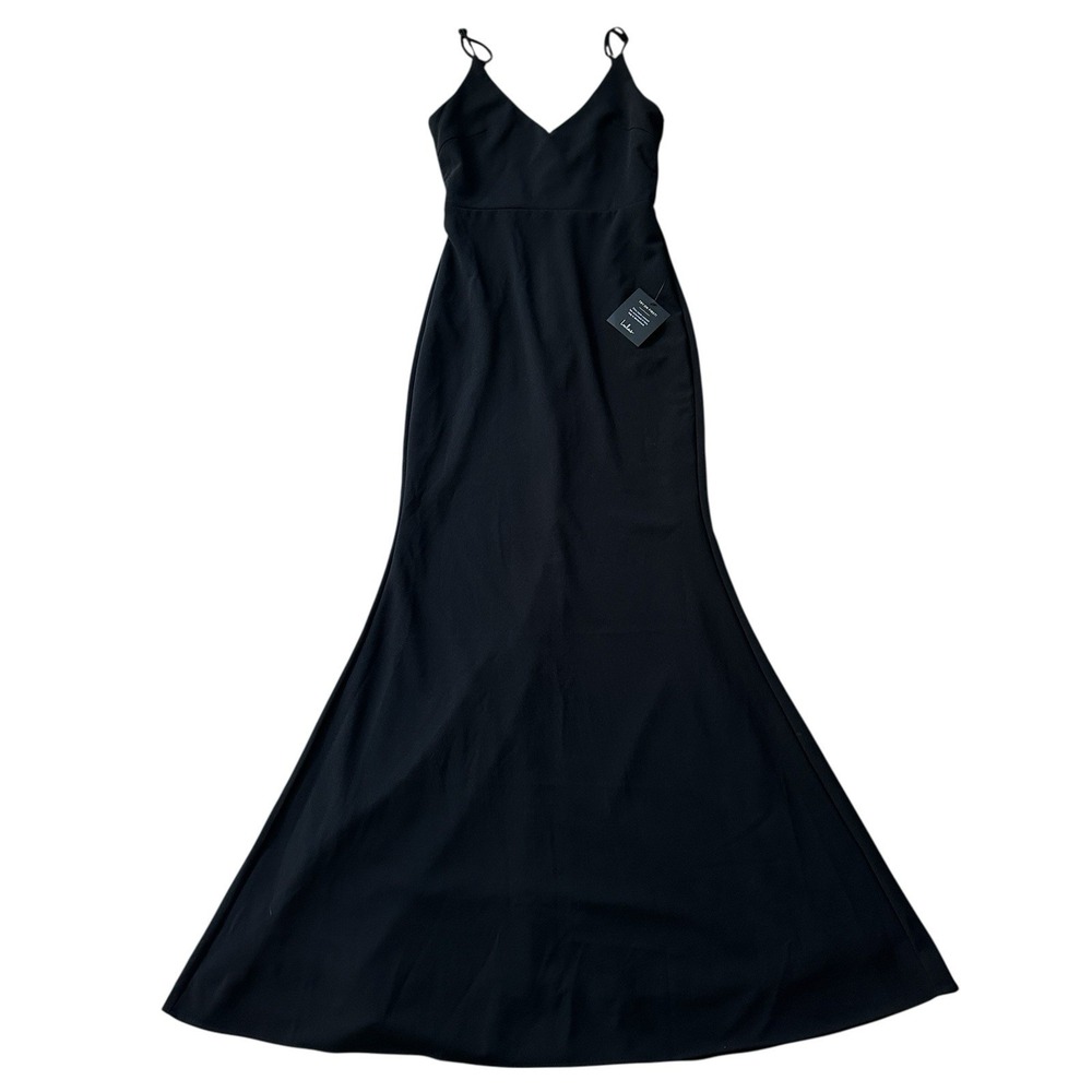 Lulus Maxi Gown‎ Dress Size Small Black Mermaid Adjustable Spaghetti Straps NWT